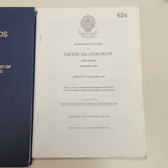 Pacific Islands Pilot Vol. lll Islands of the Central Part of Pacific Ocean Book - Picture 3 of 10